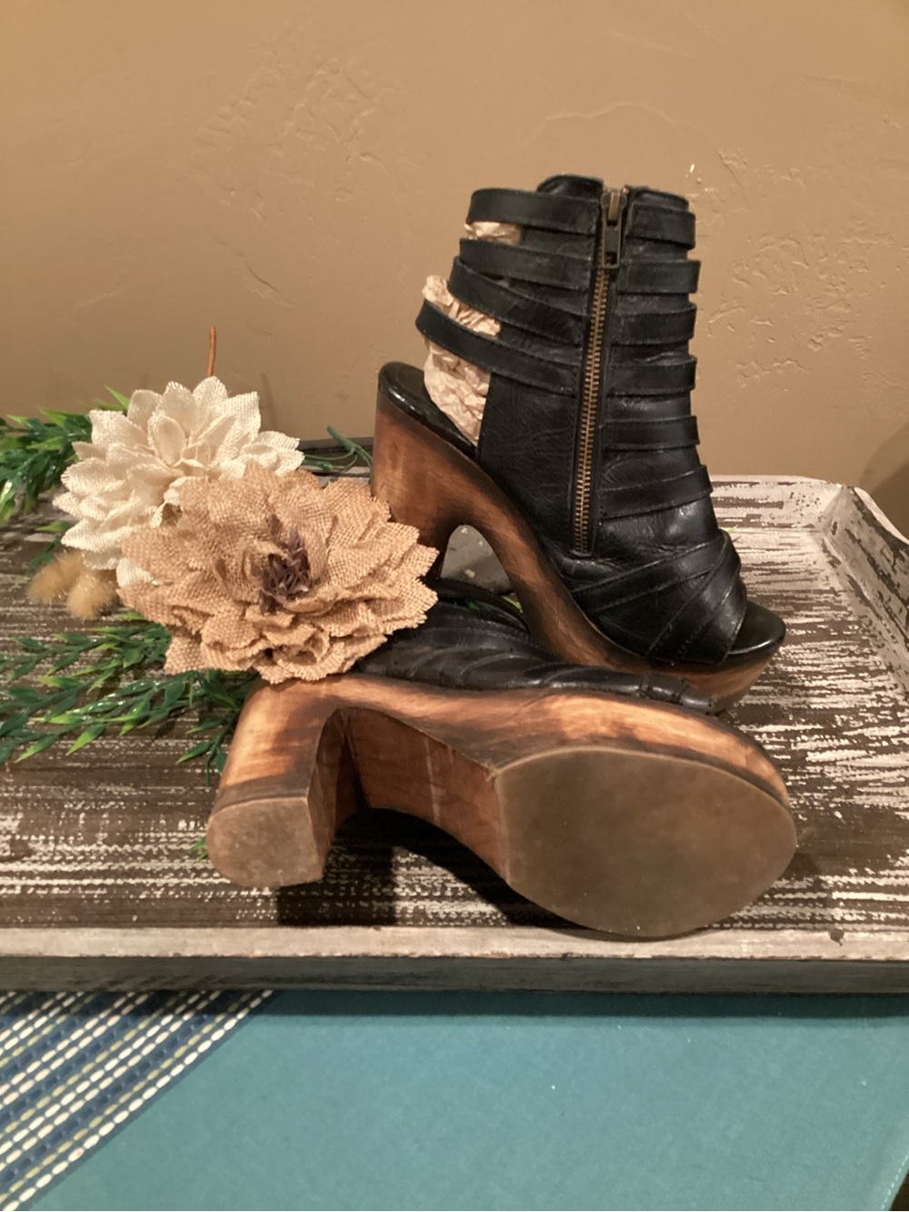 Freebird by Steven Black Strappy Peep-Toe Ankle Booties - Picture 4 of 6